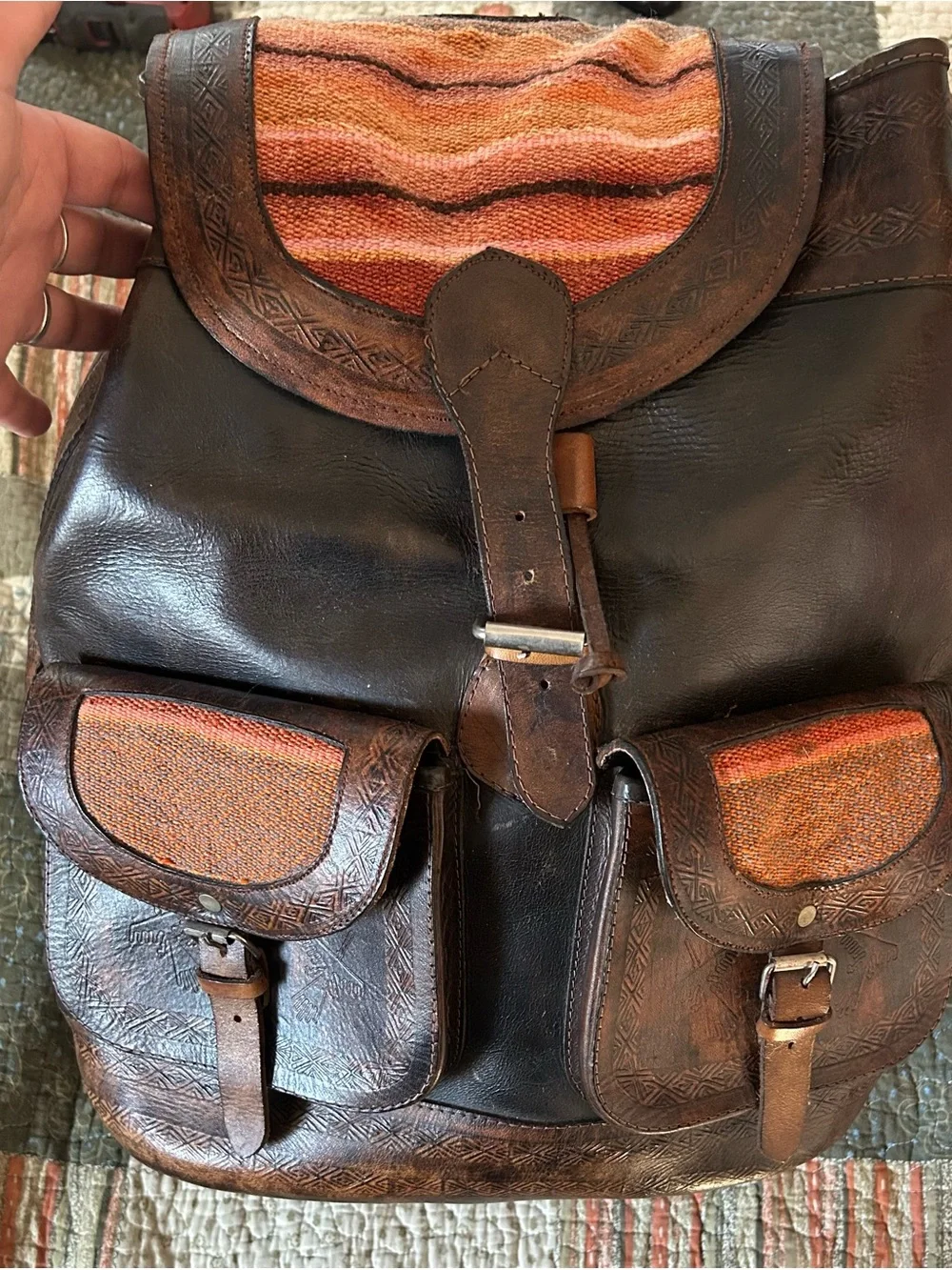 Genuine leather full size backpack